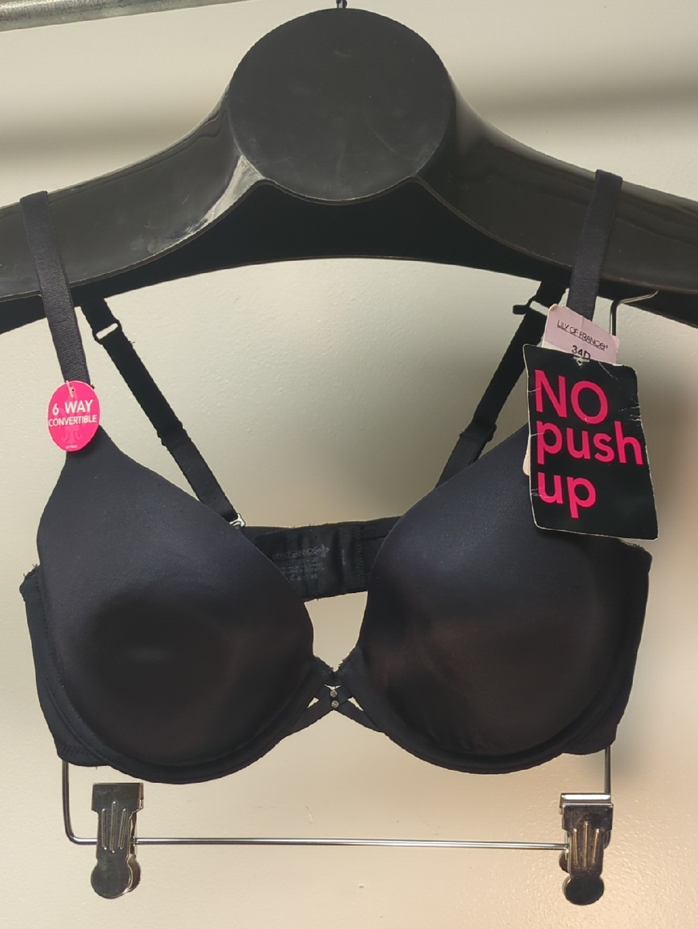 34D Lily Of France No push up Bra Mult 6 Way Convertible Straps New